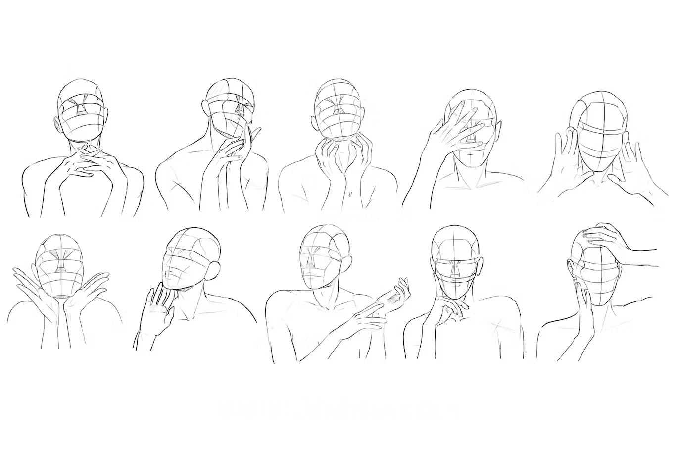 Procreate笔刷丨10枚肖像姿势图案笔刷