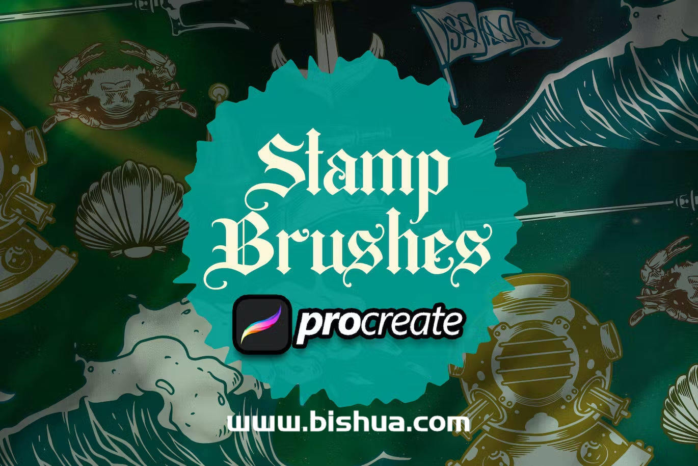 Procreate笔刷丨航海元素印章笔刷冒险家系列