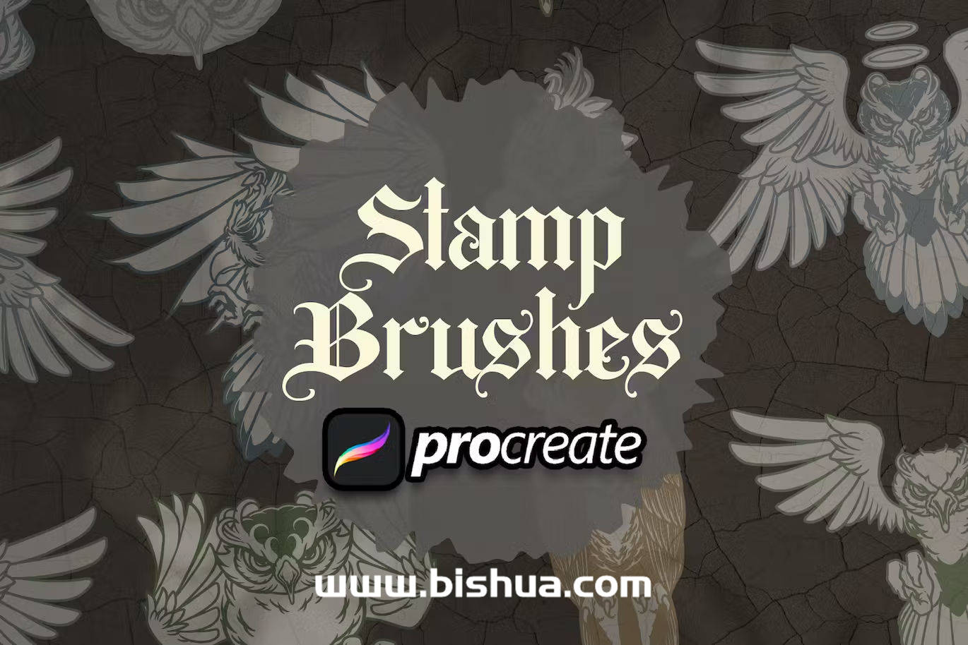 Procreate笔刷丨手绘猫头鹰印章笔刷套装