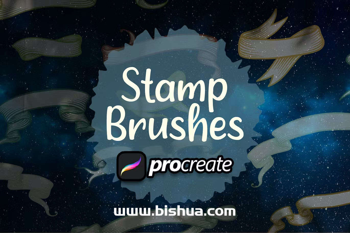 Procreate笔刷丨典雅复古缎带印章笔刷